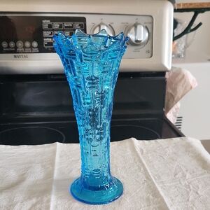 RARE Dugan Big Basketweave In Celeste Blue Vase